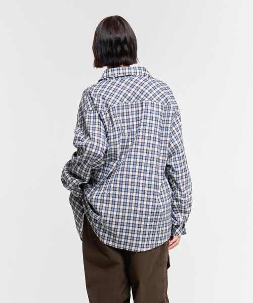 AECA（エイカ）の「PAINTED CHECK SHIRT-BLUE（シャツ/ブラウス・レディース・その他・S/M/L）」の9枚目の写真