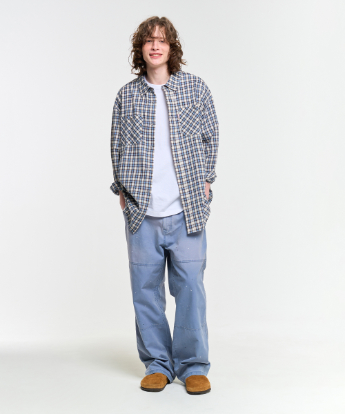 AECA（エイカ）の「PAINTED CHECK SHIRT-BLUE（シャツ/ブラウス・レディース・その他・S/M/L）」の14枚目の写真