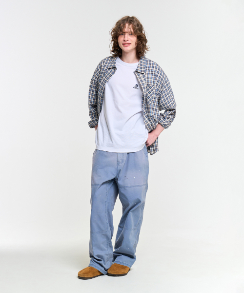 AECA（エイカ）の「PAINTED CHECK SHIRT-BLUE（シャツ/ブラウス・レディース・その他・S/M/L）」の3枚目の写真