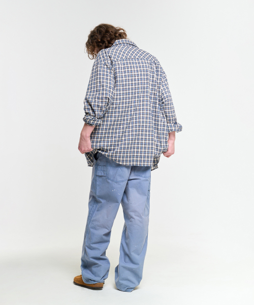 AECA（エイカ）の「PAINTED CHECK SHIRT-BLUE（シャツ/ブラウス・レディース・その他・S/M/L）」の4枚目の写真