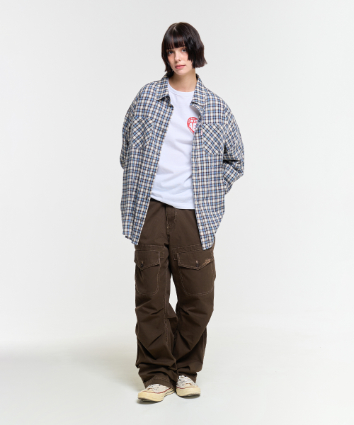AECA（エイカ）の「PAINTED CHECK SHIRT-BLUE（シャツ/ブラウス・レディース・その他・S/M/L）」の5枚目の写真