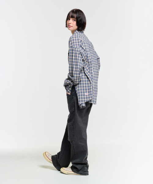 AECA（エイカ）の「PAINTED CHECK SHIRT-BLUE（シャツ/ブラウス・レディース・その他・S/M/L）」の7枚目の写真