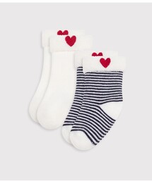 刺繍入りパイルソックス2枚組