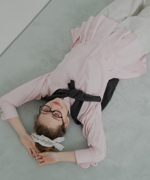 JUMELLE(ジュメロ)の「ラウンドプリーツブラウス(シャツ/ブラウス・レディース・ピンク/クリーム・FREE)」の2枚目の写真
