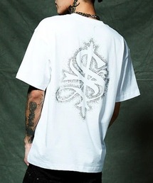 A'GEM/9 × .kom 『SUPPLIER/サプライヤー』 Spray Cross Rhinestone Tee/スプレークロスラインストーンTシャツ
