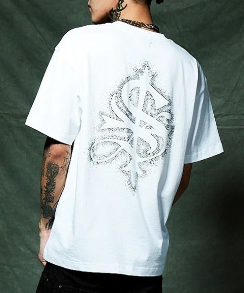 SUPPLIER(サプライヤー)の「A'GEM/9 × .kom 『SUPPLIER/サプライヤー』 Spray Cross Rhinestone Tee/スプレークロスラインストーンTシャツ(Tシャツ/カットソー・メンズ・ブラック/ホワイト・L/M)」の2枚目の写真