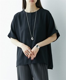 異素材切替後ろジップアップドルマントップス［Soiunique］