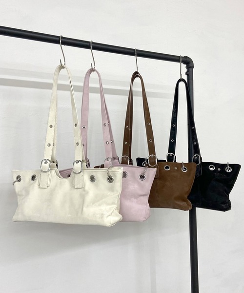 non-hedge（ノンヘッジ）の「ハトメリングトートバッグ（トートバッグ・レディース・ブラウン/ピンク/オフホワイト/ブラック・FREE）」の13枚目の写真
