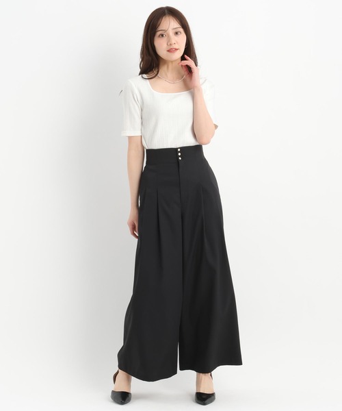 Andemiu(アンデミュウ)の「リブTシャツ659231(Tシャツ/カットソー・レディース・チャコールグレー/オフホワイト/ブラック・FREE)」の22枚目の写真