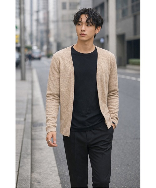 Bling Leads(ブリングリーズ)の「【Bls】 【ZM】【Bling Leads】パイルスリムカーディガン(カーディガン/ボレロ・メンズ・ブラック/ブラウン系その他/杢グレー/モカ・MEDIUM/LARGE)」の4枚目の写真