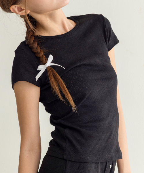CYCLEAN(サイクリン)の「100%コットンポイント半袖Tシャツ(ブラック/ハート)(Tシャツ/カットソー・レディース・その他・X-SMALL/SMALL/MEDIUM)」の2枚目の写真
