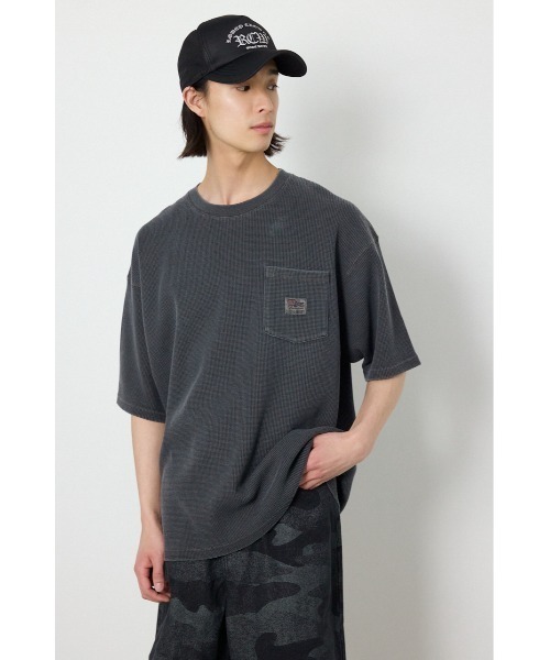 RODEO CROWNS WIDE BOWL（ロデオクラウンズワイドボウル）の「ピグメントワッフルTシャツ（Tシャツ/カットソー・メンズ・チャコールグレー/アイボリー/グリーン・MEDIUM/LARGE）」の7枚目の写真