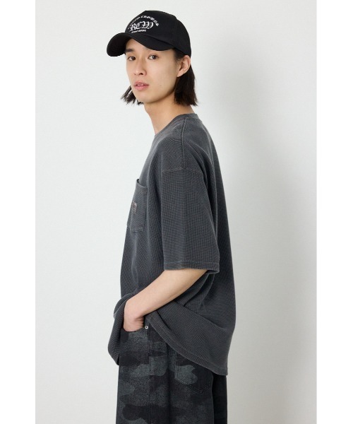 RODEO CROWNS WIDE BOWL（ロデオクラウンズワイドボウル）の「ピグメントワッフルTシャツ（Tシャツ/カットソー・メンズ・チャコールグレー/アイボリー/グリーン・MEDIUM/LARGE）」の8枚目の写真