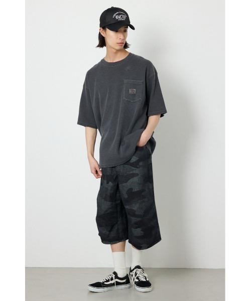 RODEO CROWNS WIDE BOWL（ロデオクラウンズワイドボウル）の「ピグメントワッフルTシャツ（Tシャツ/カットソー・メンズ・チャコールグレー/アイボリー/グリーン・MEDIUM/LARGE）」の10枚目の写真