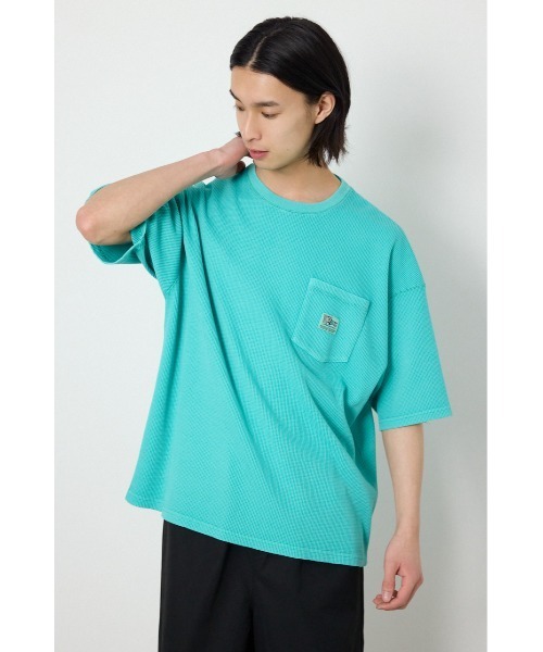 RODEO CROWNS WIDE BOWL（ロデオクラウンズワイドボウル）の「ピグメントワッフルTシャツ（Tシャツ/カットソー・メンズ・チャコールグレー/アイボリー/グリーン・MEDIUM/LARGE）」の19枚目の写真
