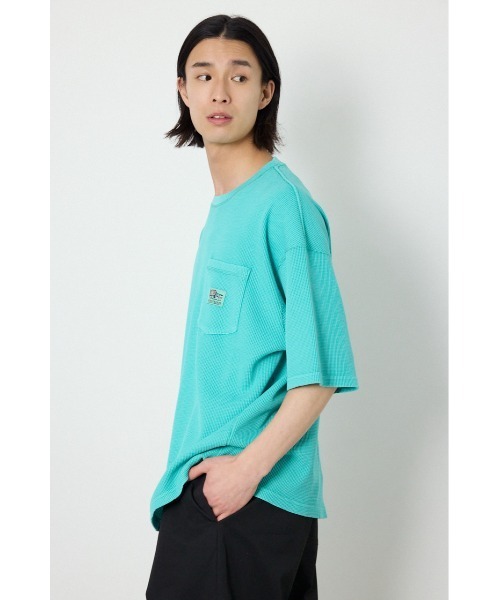 RODEO CROWNS WIDE BOWL（ロデオクラウンズワイドボウル）の「ピグメントワッフルTシャツ（Tシャツ/カットソー・メンズ・チャコールグレー/アイボリー/グリーン・MEDIUM/LARGE）」の20枚目の写真