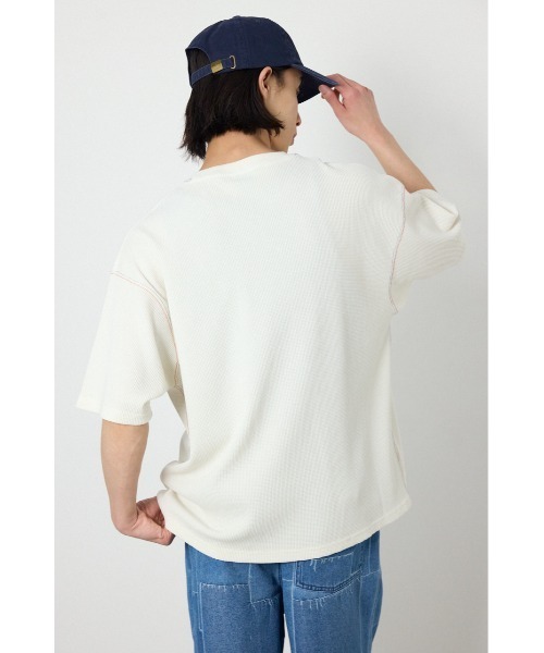 RODEO CROWNS WIDE BOWL（ロデオクラウンズワイドボウル）の「ピグメントワッフルTシャツ（Tシャツ/カットソー・メンズ・チャコールグレー/アイボリー/グリーン・MEDIUM/LARGE）」の4枚目の写真