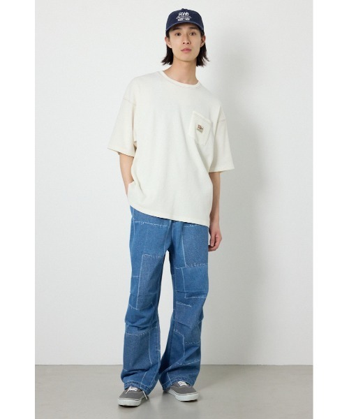 RODEO CROWNS WIDE BOWL（ロデオクラウンズワイドボウル）の「ピグメントワッフルTシャツ（Tシャツ/カットソー・メンズ・チャコールグレー/アイボリー/グリーン・MEDIUM/LARGE）」の5枚目の写真