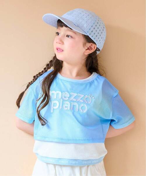 mezzo piano(メゾピアノ)の「肩開きメッシュTシャツ &タンクトップセット(Tシャツ/カットソー・キッズ・ラベンダー/サックスブルー・120cm/140cm/130cm/110cm)」の2枚目の写真