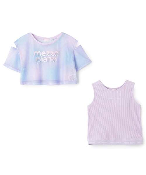 mezzo piano(メゾピアノ)の「肩開きメッシュTシャツ &タンクトップセット(Tシャツ/カットソー・キッズ・ラベンダー/サックスブルー・120cm/140cm/130cm/110cm)」の18枚目の写真
