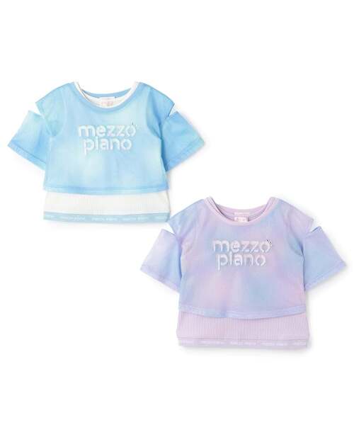 mezzo piano(メゾピアノ)の「肩開きメッシュTシャツ &タンクトップセット(Tシャツ/カットソー・キッズ・ラベンダー/サックスブルー・120cm/140cm/130cm/110cm)」の8枚目の写真