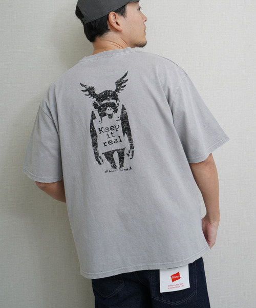 ZIP FIVE(ジップファイブ)の「バンクシー/Banksy/ 高密度編み ヘビーウェイト ピグメント・スノーウォッシュ加工かすれプリント半袖Tシャツ(Tシャツ/カットソー・メンズ・ブラック/グレー/ブラウン・LARGE/X-LARGE/MEDIUM)」の4枚目の写真