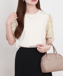 EGLANTINE ひらひらチュール袖Tシャツ 半端袖