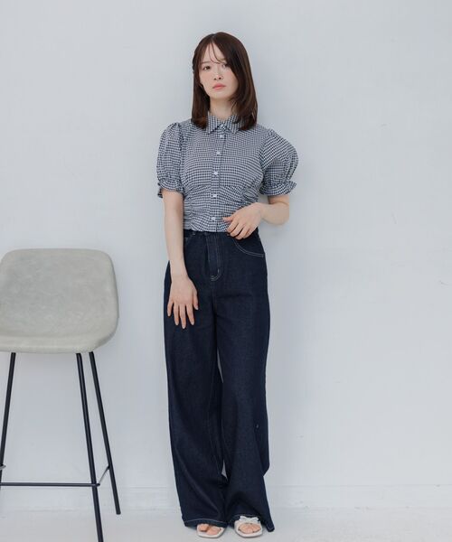 ems excite(エムズエキサイト)の「ウエストシャーリングシャツ(シャツ/ブラウス・レディース・ブルー/ブラック系その他2/ホワイト・FREE)」の12枚目の写真