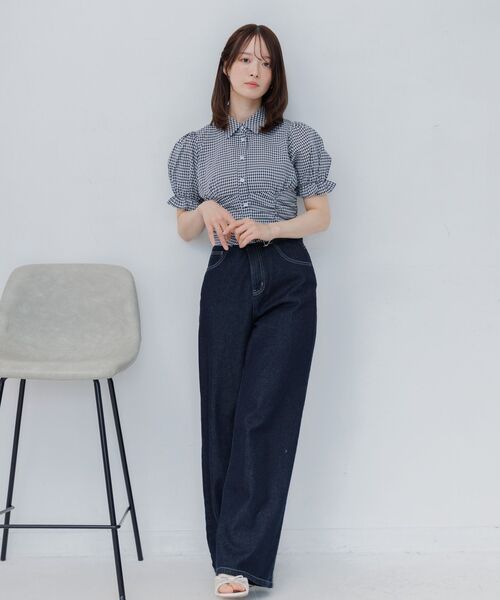 ems excite(エムズエキサイト)の「ウエストシャーリングシャツ(シャツ/ブラウス・レディース・ブルー/ブラック系その他2/ホワイト・FREE)」の13枚目の写真