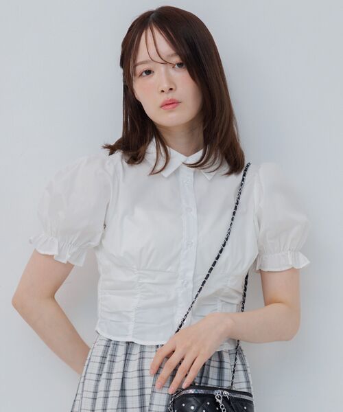 ems excite(エムズエキサイト)の「ウエストシャーリングシャツ(シャツ/ブラウス・レディース・ブルー/ブラック系その他2/ホワイト・FREE)」の17枚目の写真