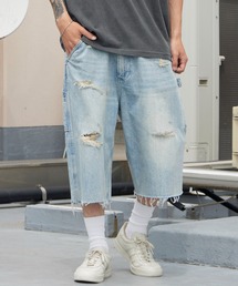 Liberaiders/リベレイダース DAMAGED DENIM BUGGY SHORTS バギーデニムショーツ メンズ ヴィンテージ 秋 秋服 2026年秋冬
