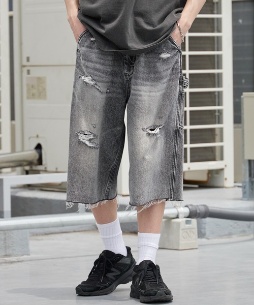 セール】Liberaiders/リベレイダース DAMAGED DENIM BUGGY SHORTS