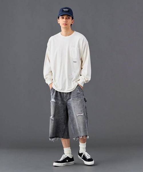 Liberaiders（リベレイダース）の「Liberaiders/リベレイダース DAMAGED DENIM BUGGY SHORTS バギーデニムショーツ メンズ ヴィンテージ 秋 秋服 2026年秋冬（デニムパンツ・メンズ・ブラック/ブルー・30/32/34/36）」の5枚目の写真