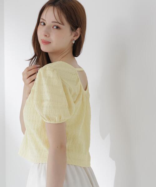 PROPORTION BODY DRESSING(プロポーションボディドレッシング)の「バックオープンパフスリーブトップス / 1216160502(Tシャツ/カットソー・レディース・ブラック/ホワイト系その他/イエロー・FREE)」の3枚目の写真