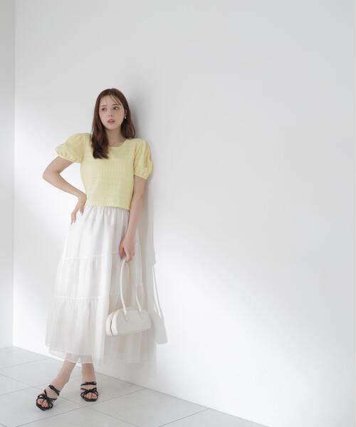 PROPORTION BODY DRESSING(プロポーションボディドレッシング)の「バックオープンパフスリーブトップス / 1216160502(Tシャツ/カットソー・レディース・ブラック/ホワイト系その他/イエロー・FREE)」の22枚目の写真