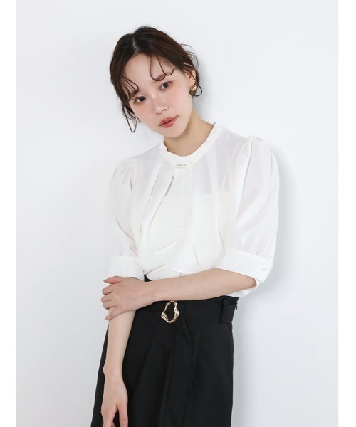 fifth（フィフス）の「【MARIAセレクト】 衿元パール付きボウタイブラウス（シャツ/ブラウス・レディース・ホワイト/パープル・M）」の14枚目の写真