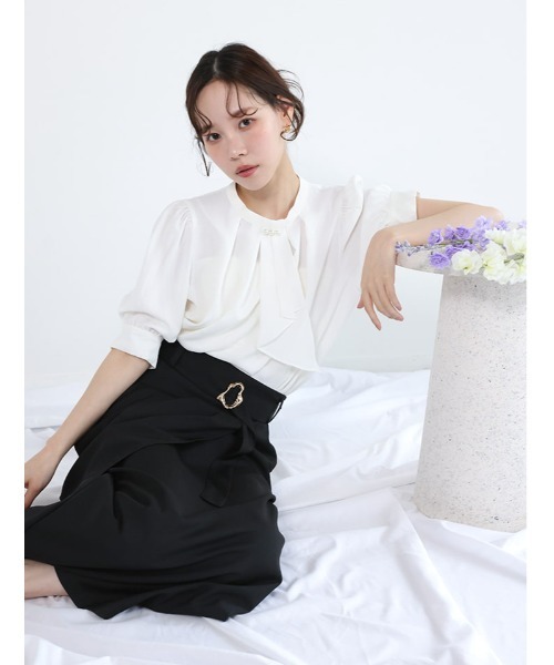 fifth（フィフス）の「【MARIAセレクト】 衿元パール付きボウタイブラウス（シャツ/ブラウス・レディース・ホワイト/パープル・M）」の15枚目の写真