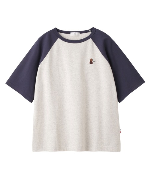 EASTBOY(イーストボーイ)の「Tシャツ ラグラン プリントT Guri ビーグル 犬(Tシャツ/カットソー・キッズ・ダークグレー/ネイビー・9号/11号)」の1枚目の写真