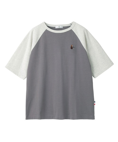 EASTBOY(イーストボーイ)の「Tシャツ ラグラン プリントT Guri ビーグル 犬(Tシャツ/カットソー・キッズ・ダークグレー/ネイビー・9号/11号)」の2枚目の写真