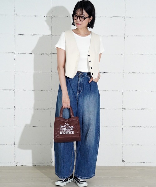 Vintage PEANUTS(ビンテージピーナッツ)の「"11"≪Vintage PEANUTS≫1ポケット パフィー キルティング キュービック バッグ(トートバッグ・レディース・マルーン/シルバー/ブラック・ONE SIZE)」の14枚目の写真