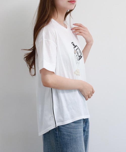 Anna Nicola（アンナニコラ）の「Anna Nicola パフュームモチーフ半袖Tシャツ（Tシャツ/カットソー・レディース・オフホワイト/ブラック/ピンク・38）」の22枚目の写真