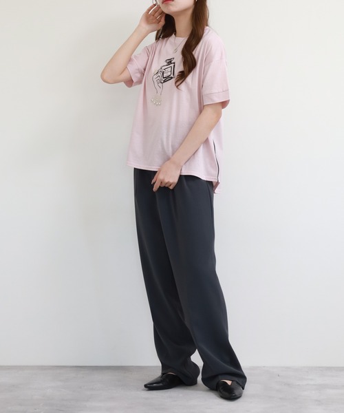 Anna Nicola（アンナニコラ）の「Anna Nicola パフュームモチーフ半袖Tシャツ（Tシャツ/カットソー・レディース・オフホワイト/ブラック/ピンク・38）」の11枚目の写真