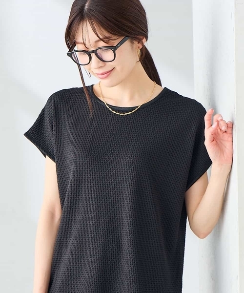 a.v.v(アーヴェヴェ)の「ぽこぽこトップス(Tシャツ/カットソー・レディース・アイボリー/ブラック/ブルー・38/40/36)」の3枚目の写真