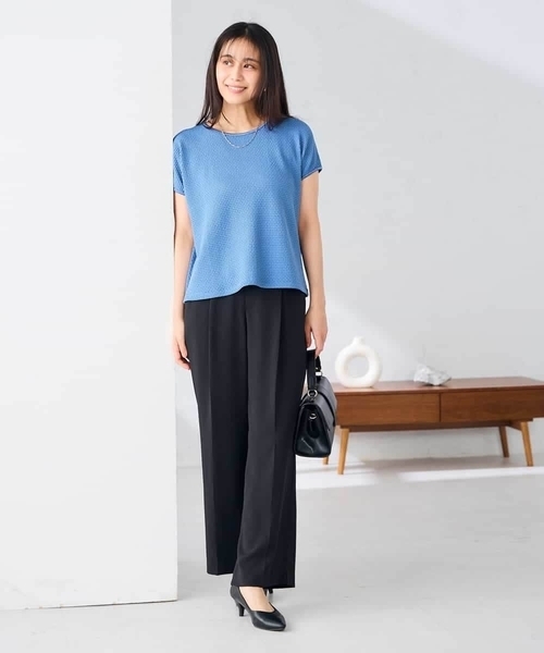 a.v.v(アーヴェヴェ)の「ぽこぽこトップス(Tシャツ/カットソー・レディース・アイボリー/ブラック/ブルー・38/40/36)」の8枚目の写真