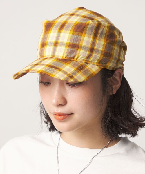 CITEN(シテン)の「<CITEN>チェックスカーフキャップ(キャップ・レディース・ブラック/イエロー/ターコイズブルー系・FREE)」の6枚目の写真