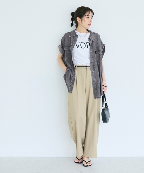 coca（coca）（コカ）の「とろみデニムロールアップスリーブシャツ（シャツ/ブラウス・レディース・ブルー/ブラック・L/M）」の9枚目の写真
