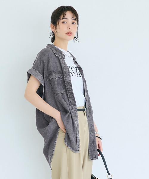coca（coca）（コカ）の「とろみデニムロールアップスリーブシャツ（シャツ/ブラウス・レディース・ブルー/ブラック・L/M）」の10枚目の写真