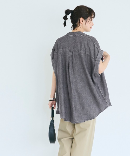 coca（coca）（コカ）の「とろみデニムロールアップスリーブシャツ（シャツ/ブラウス・レディース・ブルー/ブラック・L/M）」の11枚目の写真