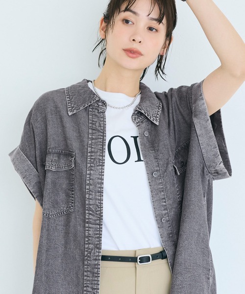 coca（coca）（コカ）の「とろみデニムロールアップスリーブシャツ（シャツ/ブラウス・レディース・ブルー/ブラック・L/M）」の12枚目の写真
