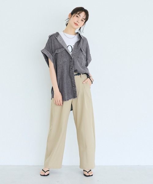 coca（coca）（コカ）の「とろみデニムロールアップスリーブシャツ（シャツ/ブラウス・レディース・ブルー/ブラック・L/M）」の13枚目の写真